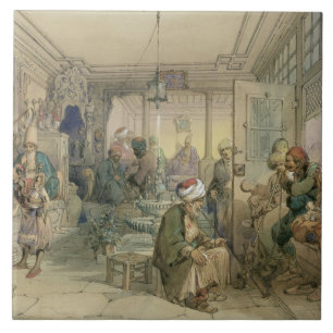 喫茶店、コンスタンチノープル1854年(ペン及びインク及び タイル