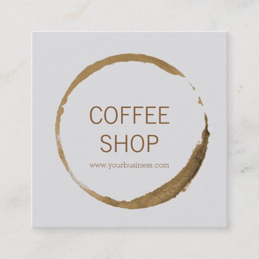 喫茶店-コーヒー汚れ スクエア名刺 (正面)
