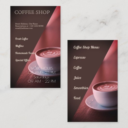 喫茶店 名刺 (正面/裏面)