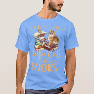 喫茶猫と書籍猫の方が生活に良い Tシャツ