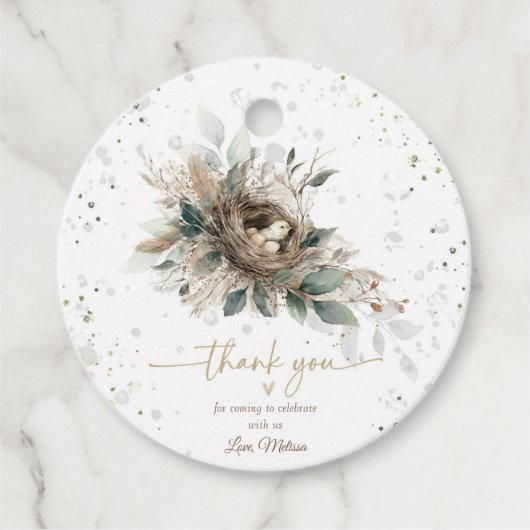 営巣木地ニュートラル素朴フォール赤ちゃんシャワー フェイバータグ (正面)