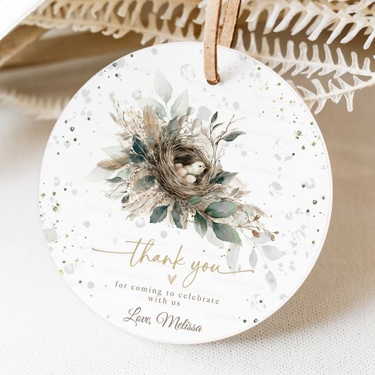 営巣木地ニュートラル素朴フォール赤ちゃんシャワー フェイバータグ