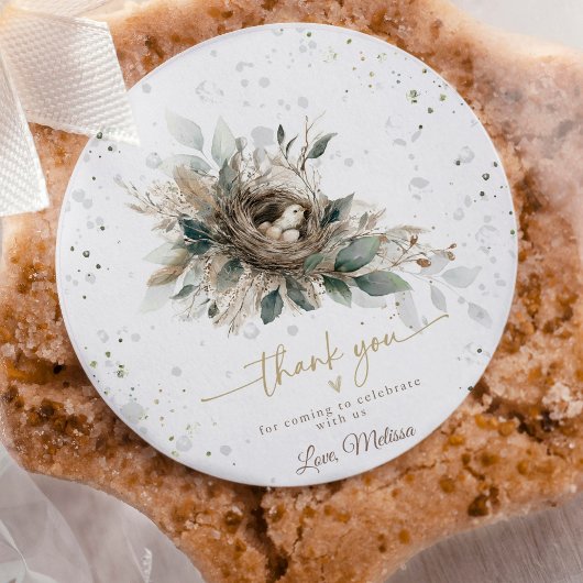 営巣木地ニュートラル素朴フォール赤ちゃんシャワー ラウンドシール