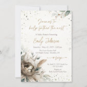 営巣木地ニュートラル素朴フォール赤ちゃんシャワー 招待状 (正面)