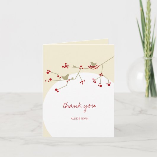 営巣鳥及び家族赤ちゃんシャワーサンキューカード サンキューカード (正面)
