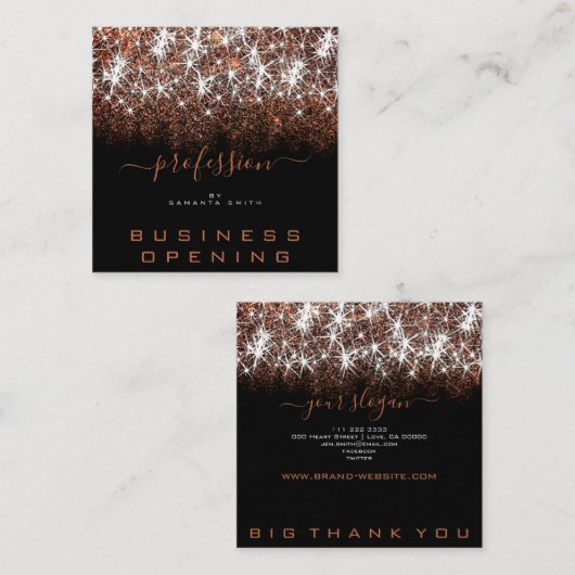 営業オープンプロフェッショナルバラゴールデングリッター スクエア名刺 (正面/裏面)