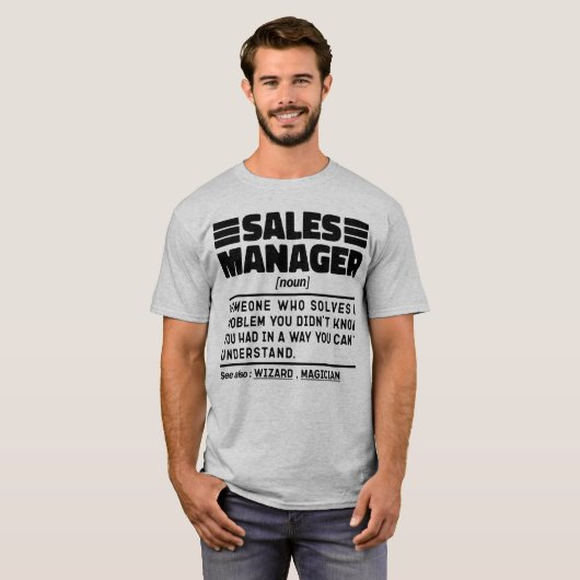 営業マネージャ名詞店付き添い人ユーモアのある冗談 Tシャツ (正面フル)