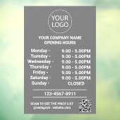 営業モダン営業時間ロゴQrコードグレー ウィンドウサイン (シート3)