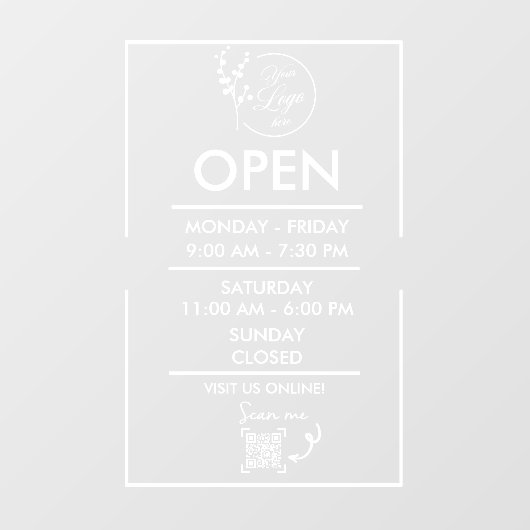 営業営業時間予定表ウィンドウの固定デカール ウィンドウサイン (シート)