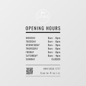 営業営業時間黒番ロゴ段QRコード ウィンドウサイン (シート)