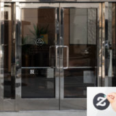 営業営業時間黒番ロゴ段QRコード ウィンドウサイン (オフィスドア)