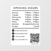 営業営業時間QRコード営業時間ホワイト ウィンドウサイン (シート)