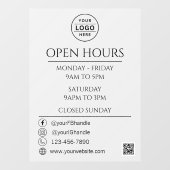 営業営業時間QRコード灰色ロゴ ウィンドウサイン (シート)