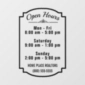 営業店の営業時間のオープンカスタム ウィンドウサイン (シート)