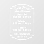 営業店の営業時間(営業時間) (白) ウィンドウサイン (シート)