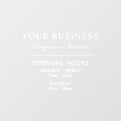 営業時間と名前のビジネス窓用シール ウィンドウサイン (シート)