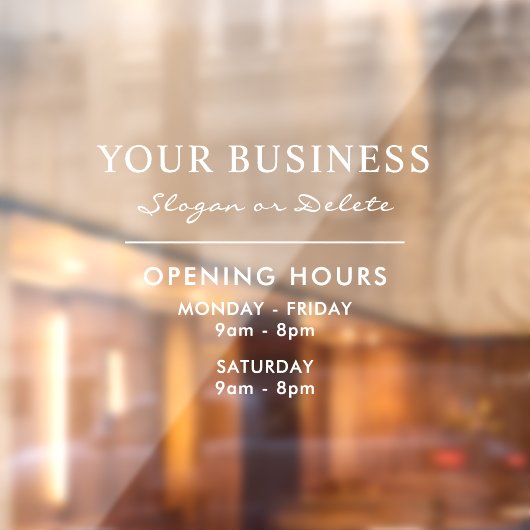 営業時間と名前のビジネス窓用シール ウィンドウサイン (シート2)