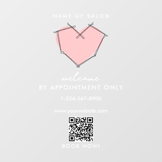 営業時間のオープンアポイントメントのみボビーピン ウィンドウサイン (シート)