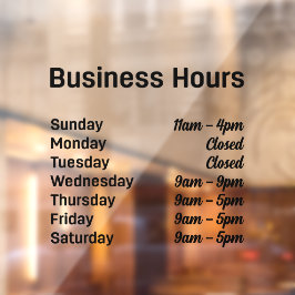 営業時間のカスタマイズ可能な時間 ウィンドウサイン