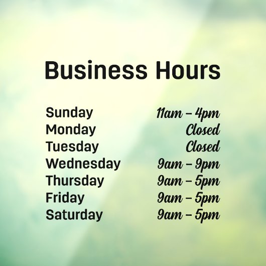 営業時間のカスタマイズ可能な時間 ウィンドウサイン (シート3)