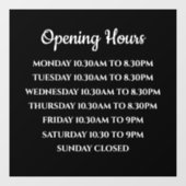 営業時間のサイン、ブティック小売店舗 ウィンドウサイン (シート)