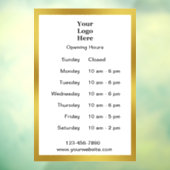 営業時間のホワイトビジネスおよび金ゴールド営業時間のロゴ ウィンドウサイン (シート3)