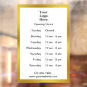 営業時間のホワイトビジネスおよび金ゴールド営業時間のロゴ ウィンドウサイン (シート2)