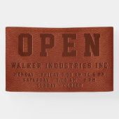 営業時間エンボスブラウンビーガンレザー 横断幕 (横)