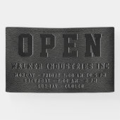 営業時間エンボスブラックビーガンレザー 横断幕 (横)