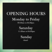 営業時間サイン 窓用シール | ウィンドウクリング ウィンドウサイン (シート3)