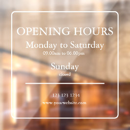 営業時間サイン 窓用シール ウィンドウサイン