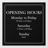 営業時間サイン 窓用シール ウィンドウサイン (シート)