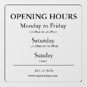 営業時間サイン 窓用シール ウィンドウサイン (シート)