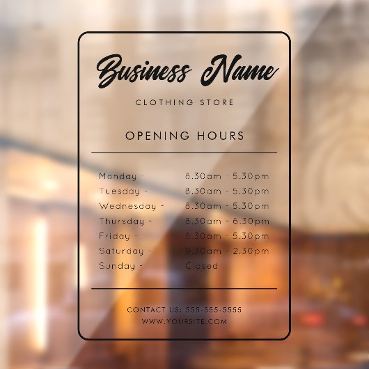 営業時間サイン 窓用シール ウィンドウサイン (シート2)