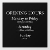営業時間サイン 窓用シール ウィンドウサイン (シート)