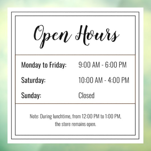 営業時間ステッカー:あなたのスケジュールをカスタマイズ ウィンドウサイン (シート3)