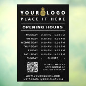 営業時間ビジネスロゴ時間QRコードブラック ウィンドウサイン (シート3)