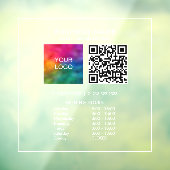 営業時間ビジネスロゴQRコードミニマリスト ウィンドウサイン (シート3)