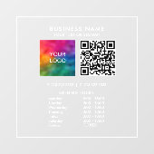 営業時間ビジネスロゴQRコードミニマリスト ウィンドウサイン (シート)