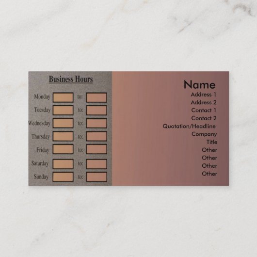 営業時間プロファイルカード 名刺 (正面)