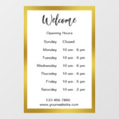 営業時間ホワイト&金ゴールド営業時間へようこそ ウィンドウサイン (シート)