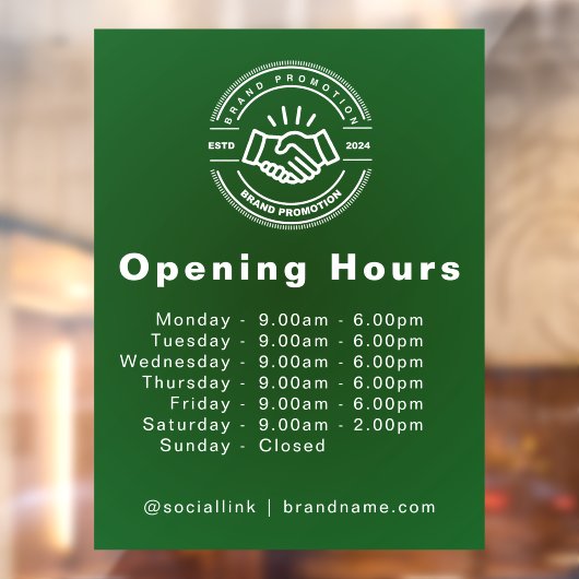 営業時間ミニマリスト小規模企業の名前ブランディング ウィンドウサイン (シート2)