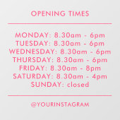 営業時間ミニマルモダンリストピンク ウィンドウサイン (シート)