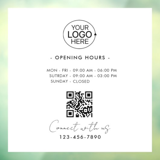 営業時間ロゴ シンプル ミニマル ストア アワーズ ウィンドウサイン (シート3)