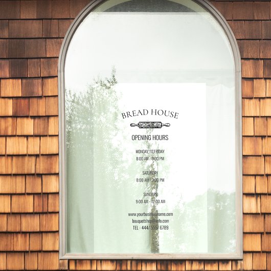 営業時間ローカルベーカリーショップ ウィンドウサイン