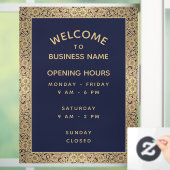 営業時間ヴィンテージネイビーブルー金ゴールドバラ エレガント ウィンドウサイン (ホーム)