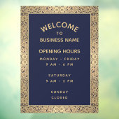 営業時間ヴィンテージネイビーブルー金ゴールドバラ エレガント ウィンドウサイン (シート3)