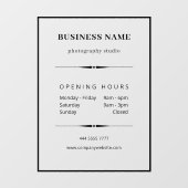 営業時間付きのシンプルなオフィスブラック ウィンドウサイン (シート)