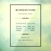 営業時間付き シンプル オフィス 黒 ウィンドウサイン (シート3)