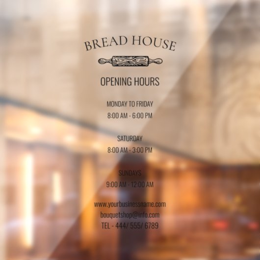 営業時間地域のベーカリーショップウィンドウの固定 ウィンドウサイン (シート2)